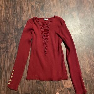 Immodel Shirt Blouse Red Maroon Long sleeve Size large
